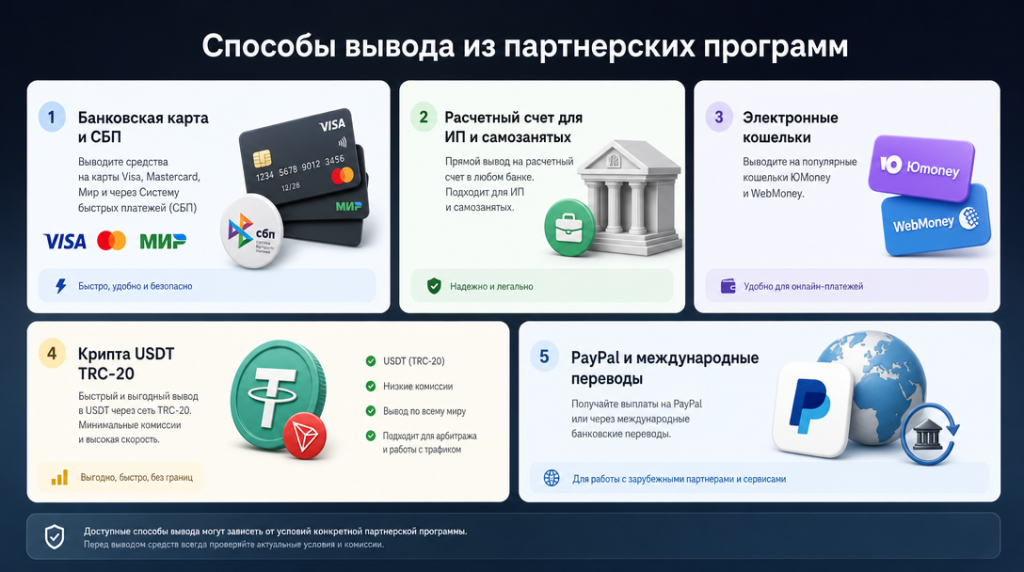 Памятка по способам вывода средств из партнерок
