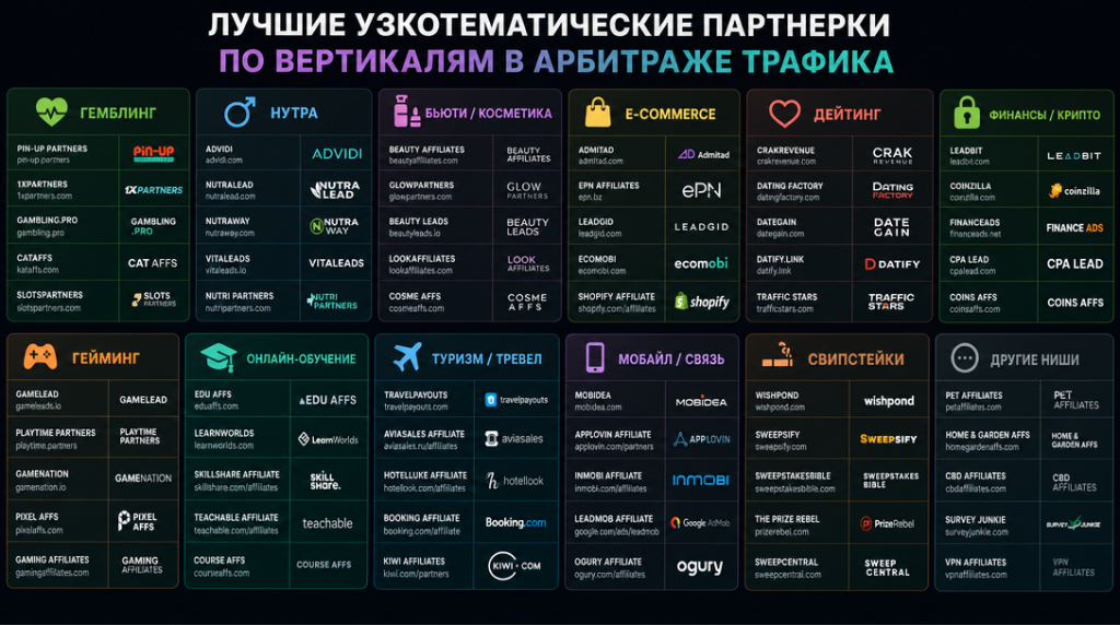 Лучшие узкотематические партнерки по вертикалям