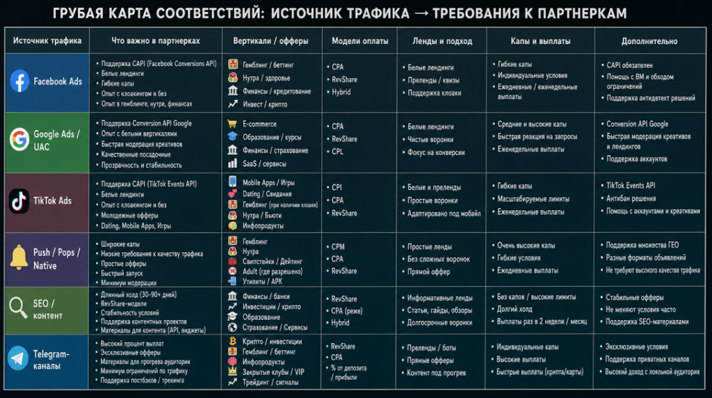 Грубая карта соответстви источников трафика