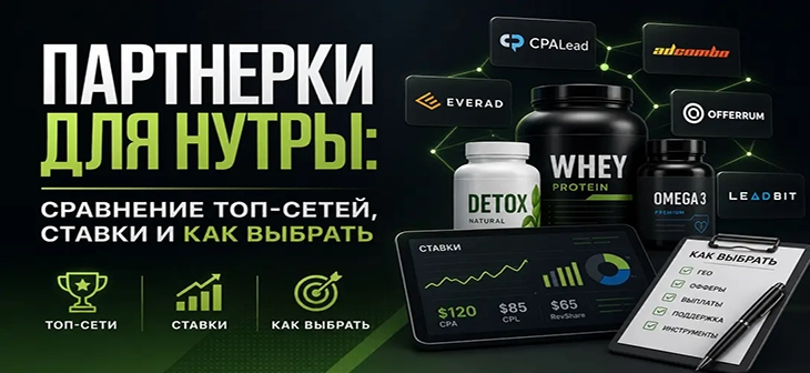 Партнерки для нутры: сравнение топ-сетей, ставки и как выбрать