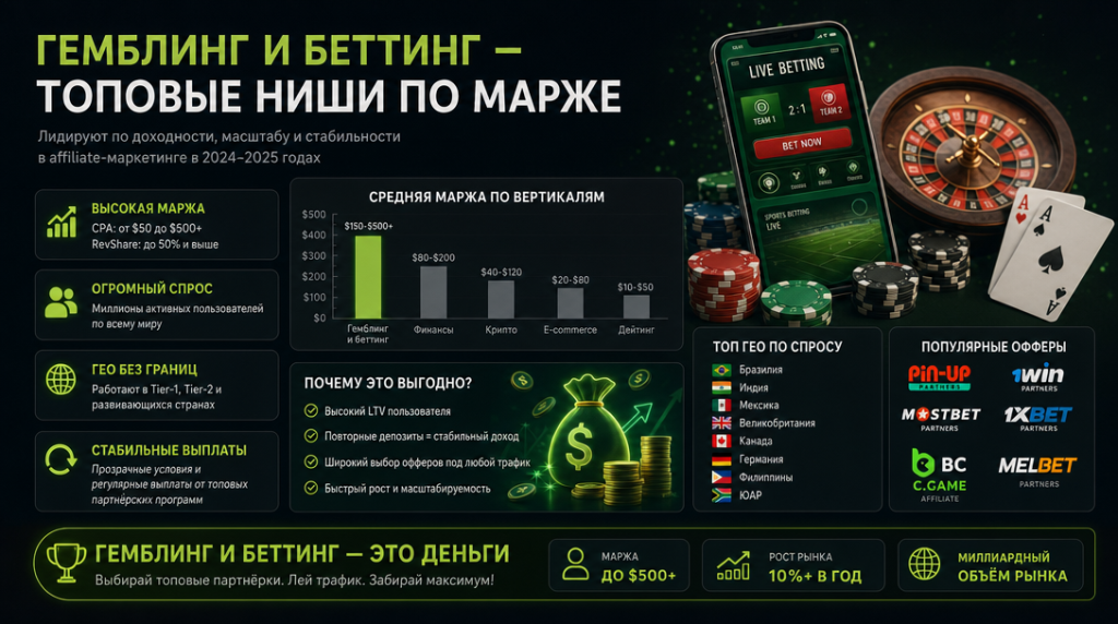 Гемблинг и беттинг как топовые ниши по марже
