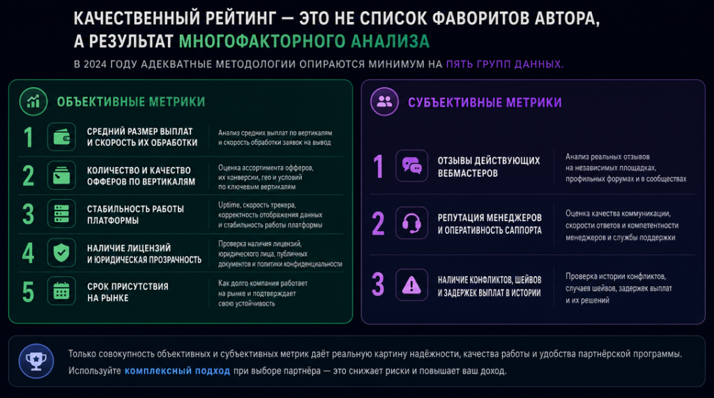 Как составляется честный рейтинг партнерских программ
