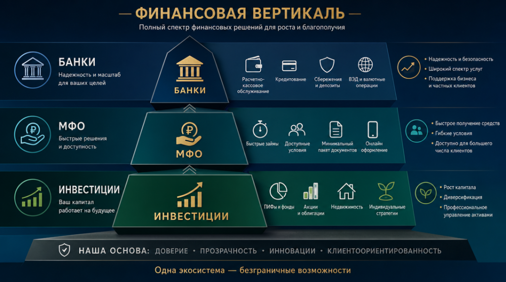 Финансовая вертикаль: банки, МФО, инвестиции