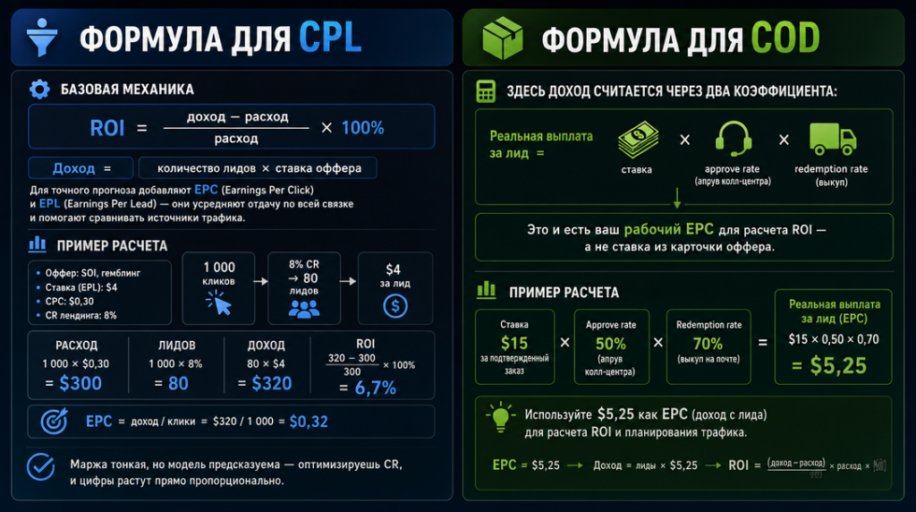 Памятка по формулам CPL и COD в арбитраже трафика