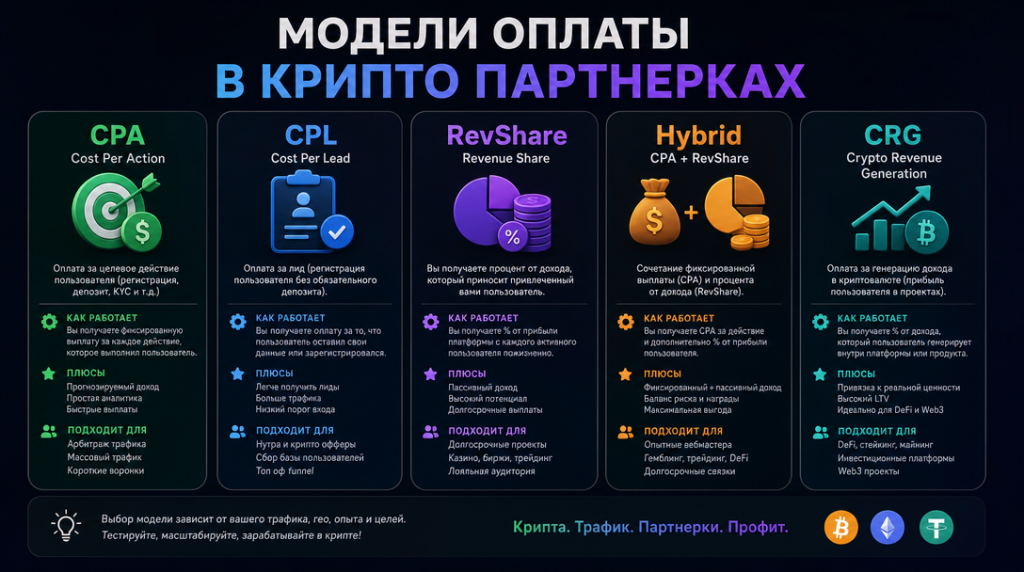 Памятка по моделям оплаты в крипто партнерках