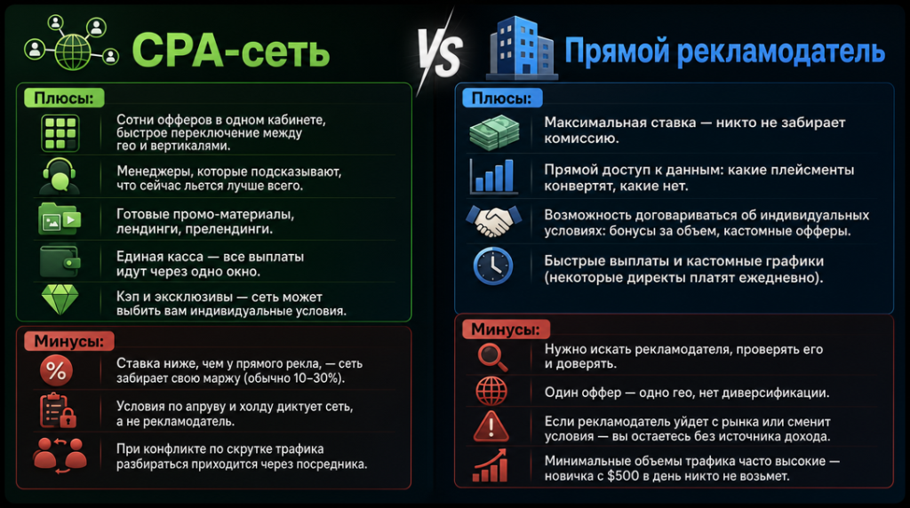 CPA-сеть против прямого рекламодателя: в чем разница